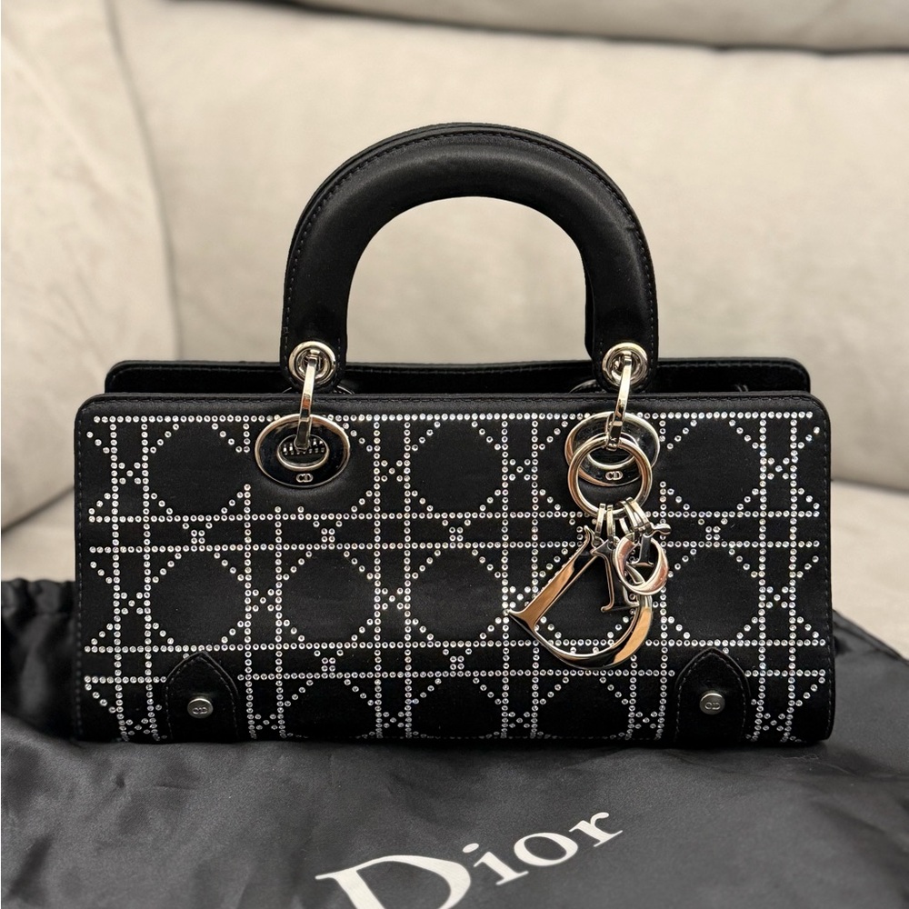 Dior Black and White Satchel with Silver Accents